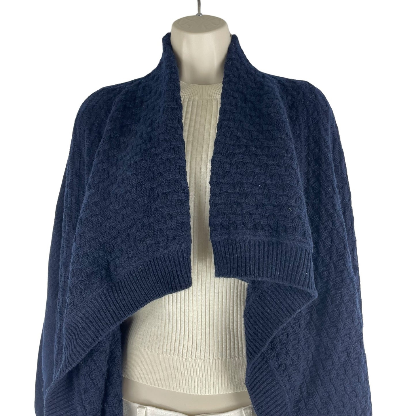 Vince Wool Cashmere Cardigan Brick Texture Open Front Navy Size S