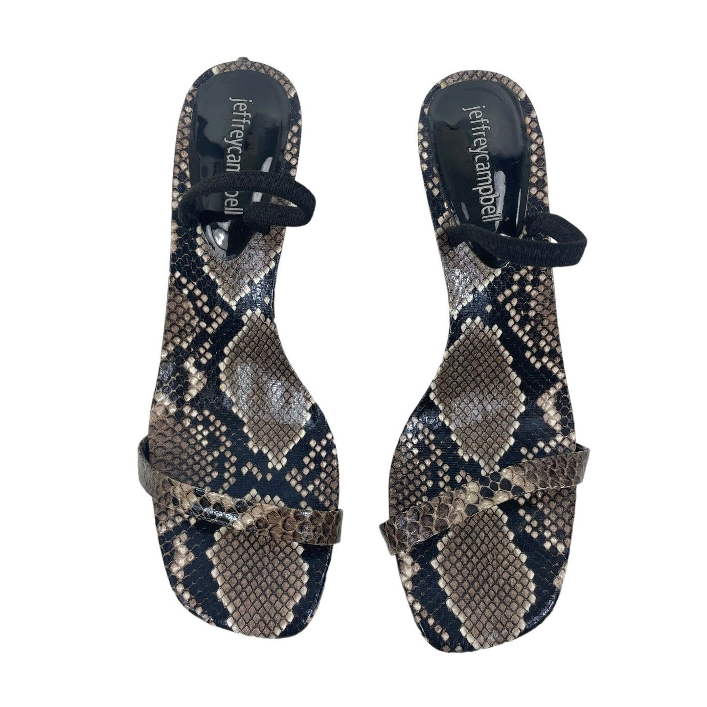 Jeffrey Campbell Hera-Hi Snake Print Heel Sandals Size 7.5