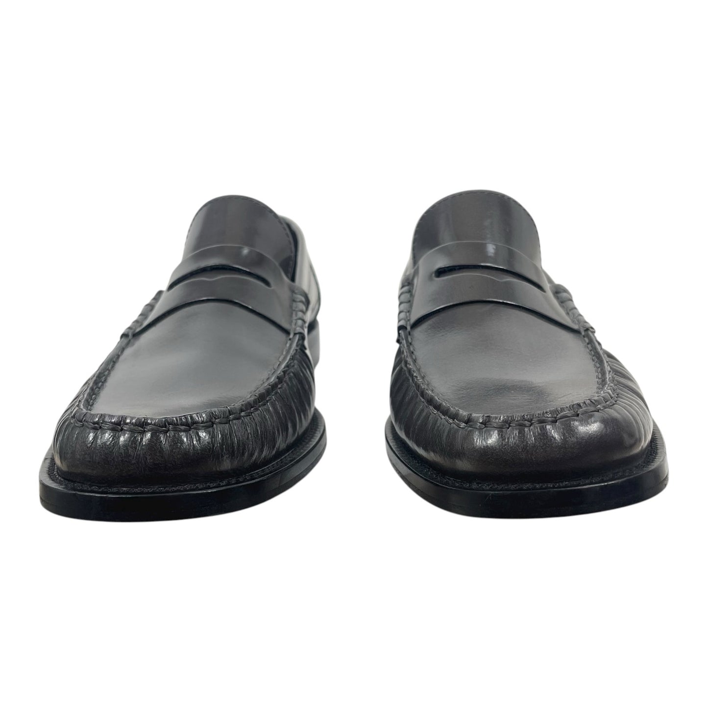 Mango MNG Square Toe Leather Penny Loafer Dark Grey Size 38/ US 7.5