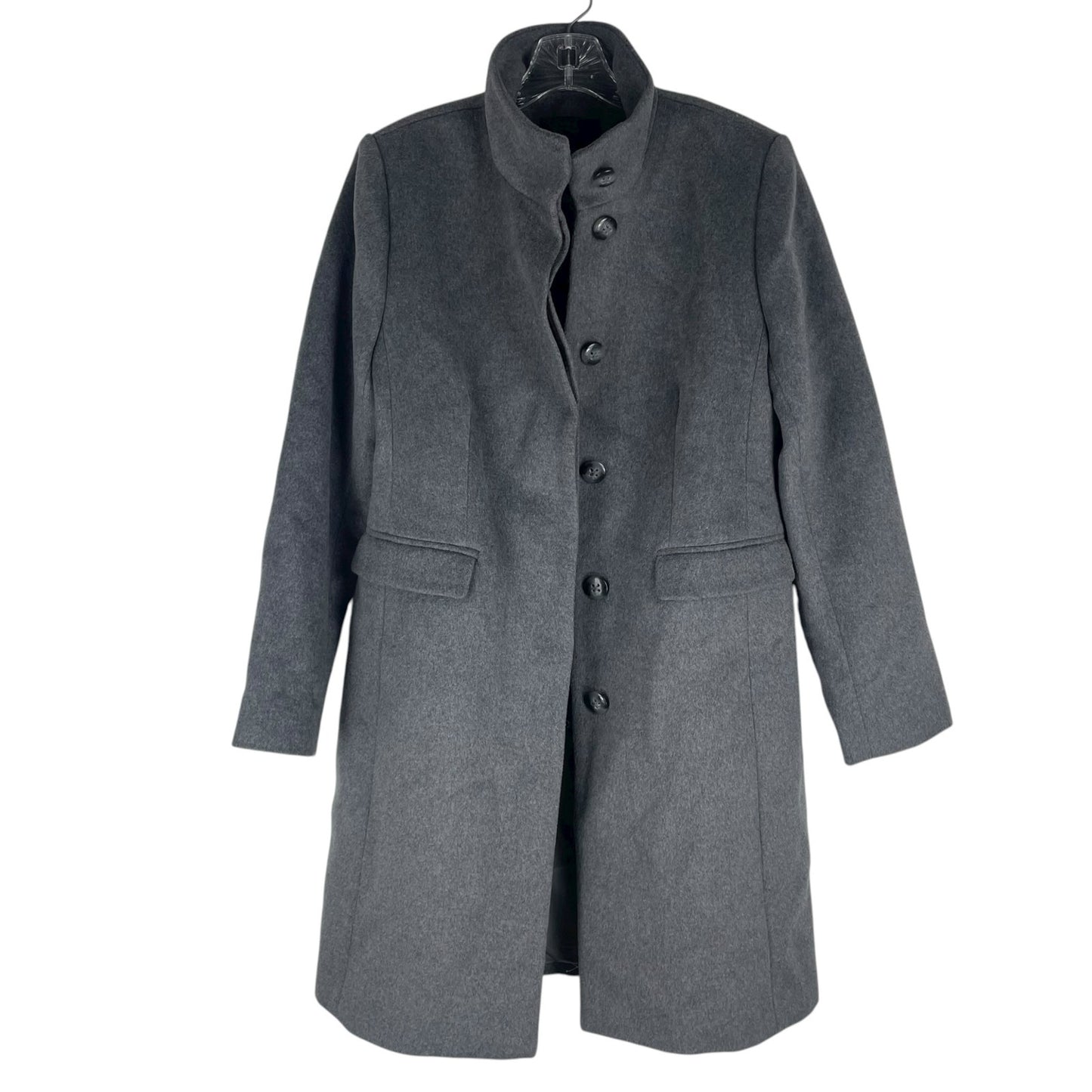 Ann Taylor Funnel Neck Wool Blend Tailored Coat Hidden Button Gray Size S