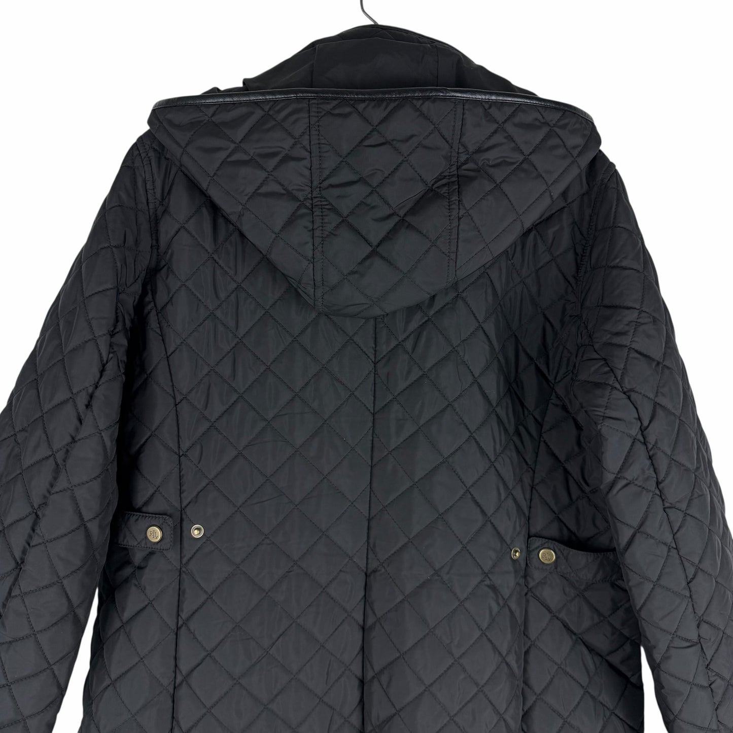 Lauren Ralph Lauren Hooded Quilted Long Coat Black Size L