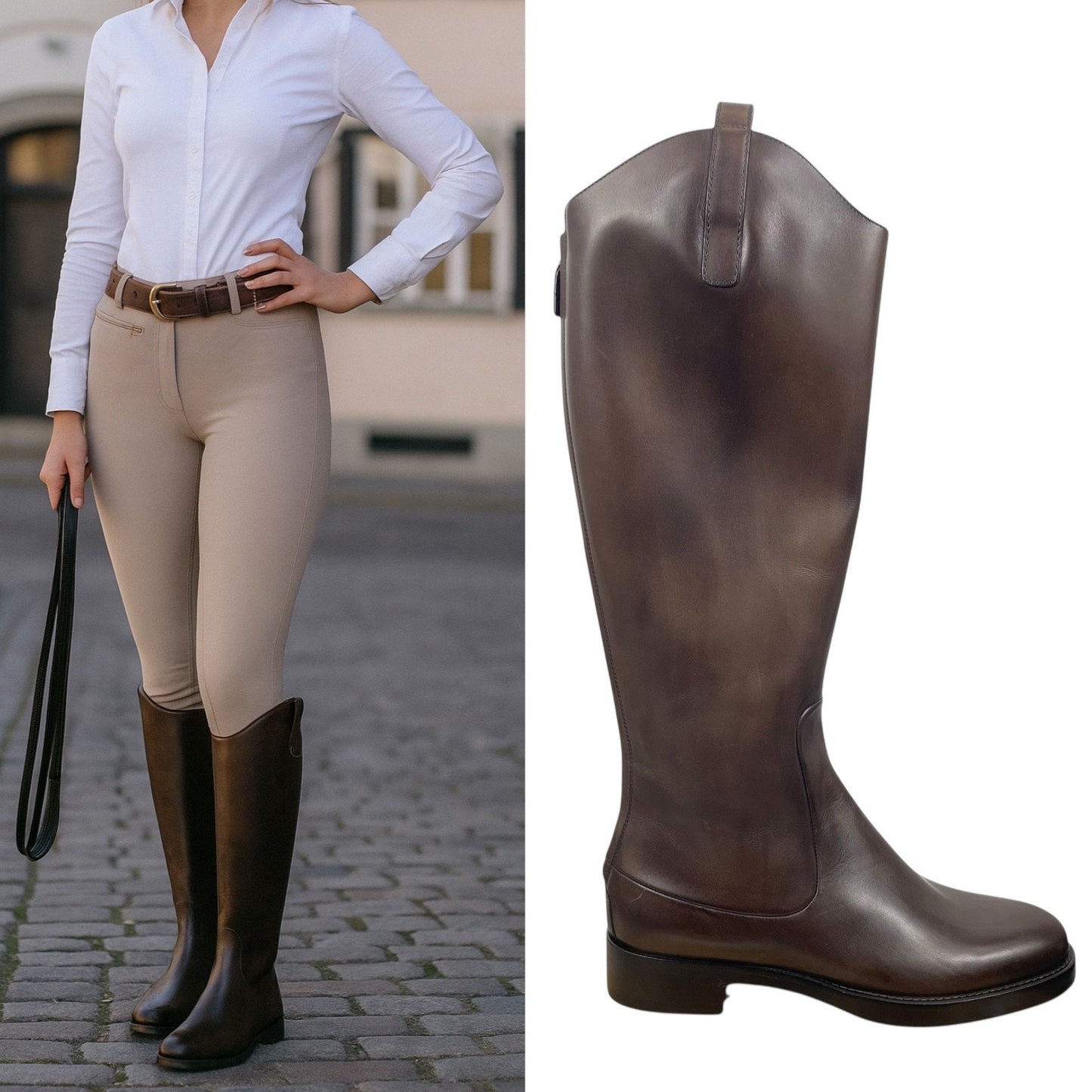 Gucci Victoria Equestrian Leather Tall Riding Boots Dark Brown Size 37