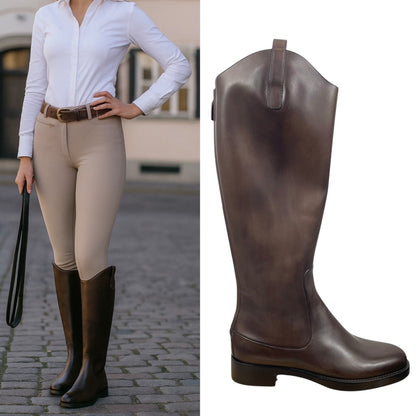 Gucci Victoria Equestrian Leather Tall Riding Boots Dark Brown Size 37