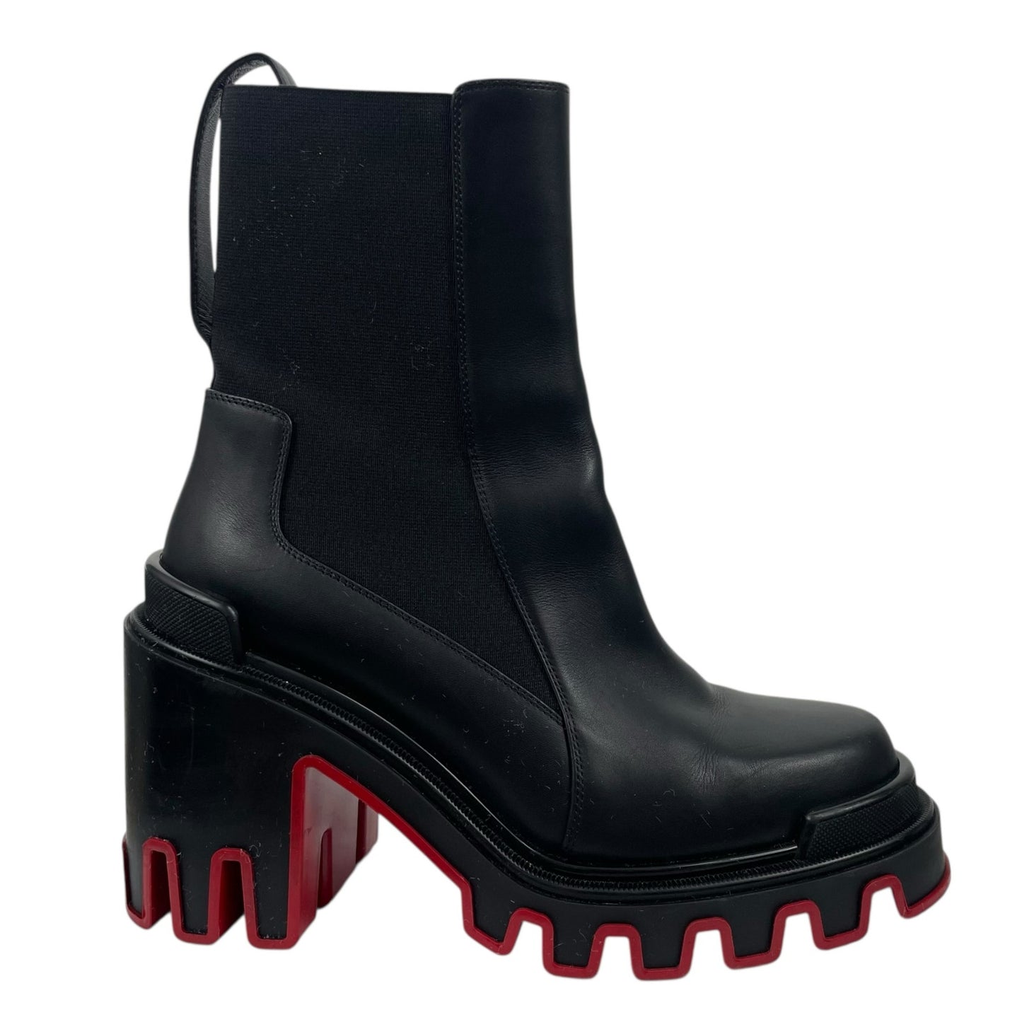 Christian Louboutin Marchacroche Duna 95 Low Boots Black Leather Size 39.5
