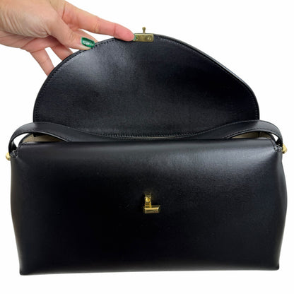 Toteme T Lock Leather Top Handle Satchel Bag Black Gold