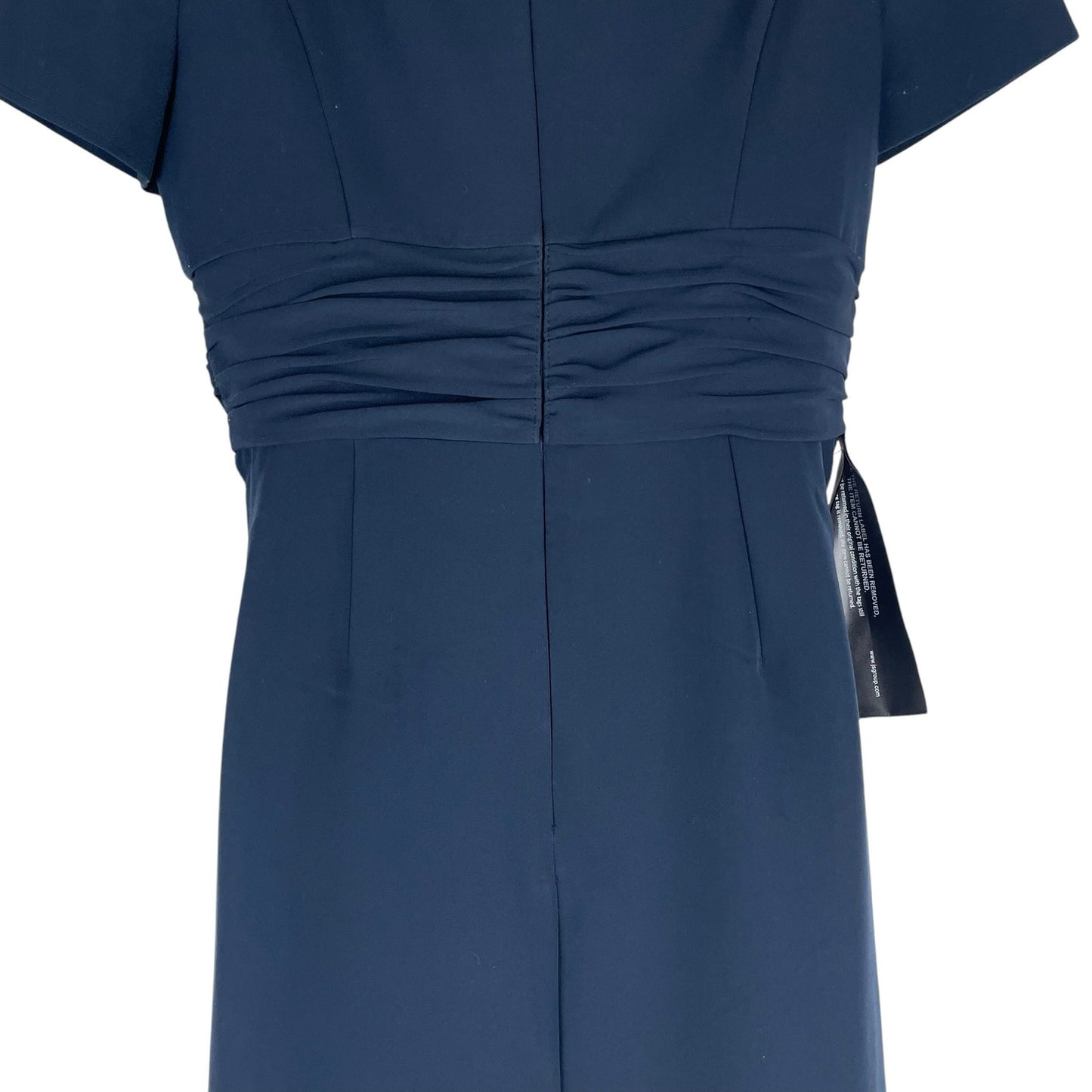 Kay Unger Garbo Gathered Column Gown Short Sleeve Carbon Blue Size 8