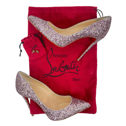 Christian Louboutin Pigalle 120 Glitter Pointed Toe Pump Pink Size 38