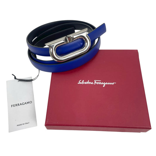 Salvatore Ferragamo Gancio Ellipse Skinny Leather Belt Size 80/32"