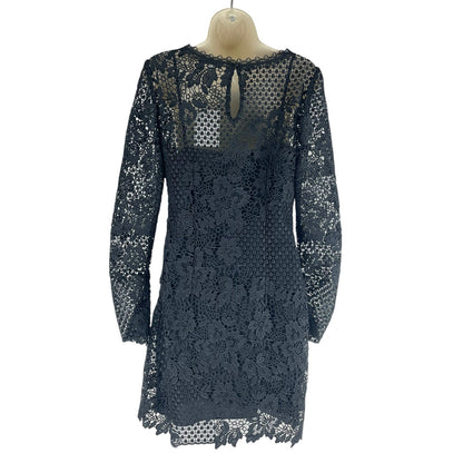 Joie Hemera Lace Yoke Long Sleeve Mini Dress Elegant Black Size 8