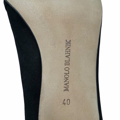 Manolo Blahnik Criss Cross Pointed Toe Suede Pump Black Size 40