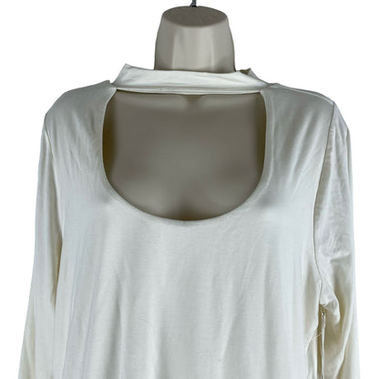 Good American Choker Neck Keyhole Stretch Top Ivory Size 6/ 3X