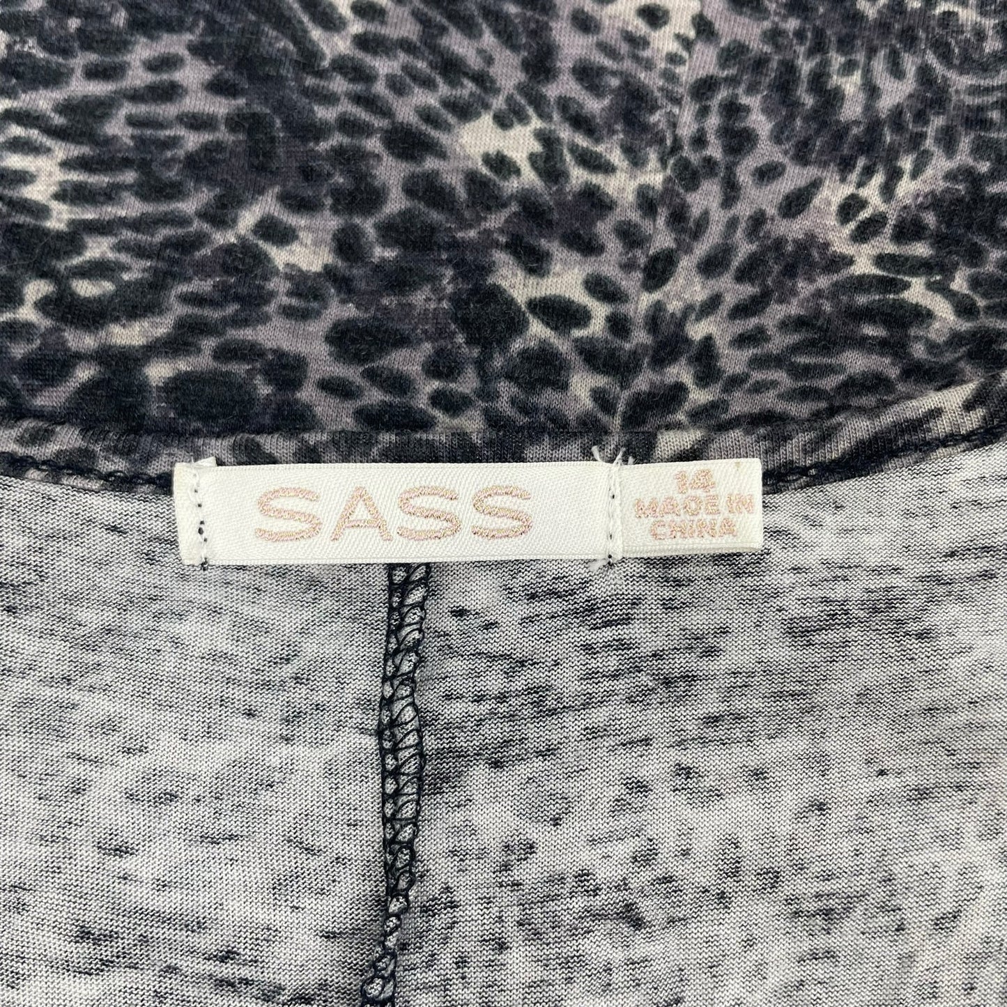 SASS Animal Printed Soft Jersey Maxi Dress Scoop Neck Gray Size 14