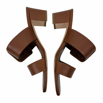 Manolo Blahnik Titubanew Leather Open Toe Mule Sandal Brown Size 37
