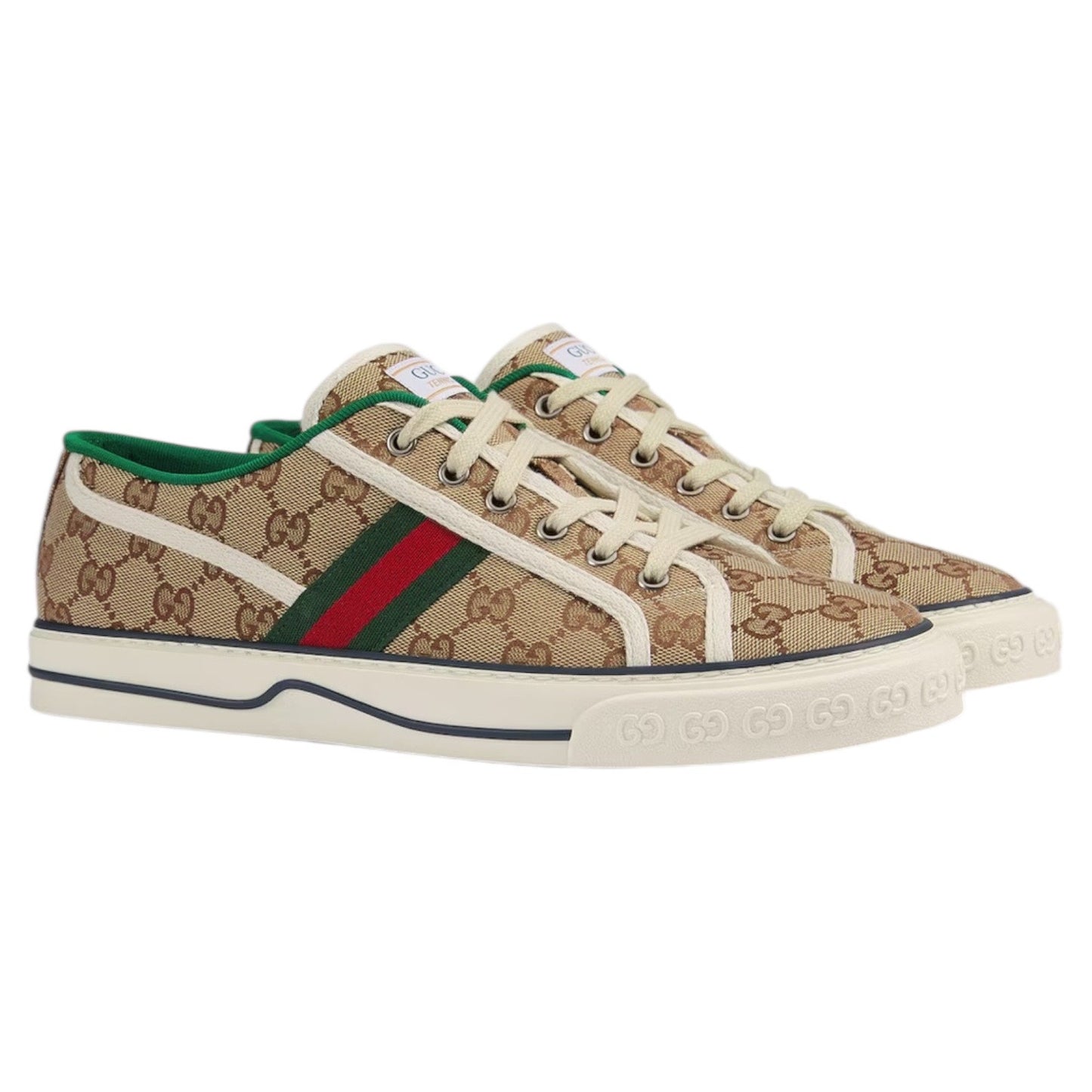 Gucci GG 1977 Tennis Sneakers Lace Up Beige Ebony Original Men Size 9