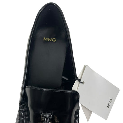 Mango Leather Slip On Loafer with Tassel Black Size 39/ 8.5