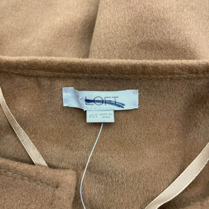 Ann Taylor LOFT Belted Pocket Wrap Coat Jacket Perfect Camel Size XS/S