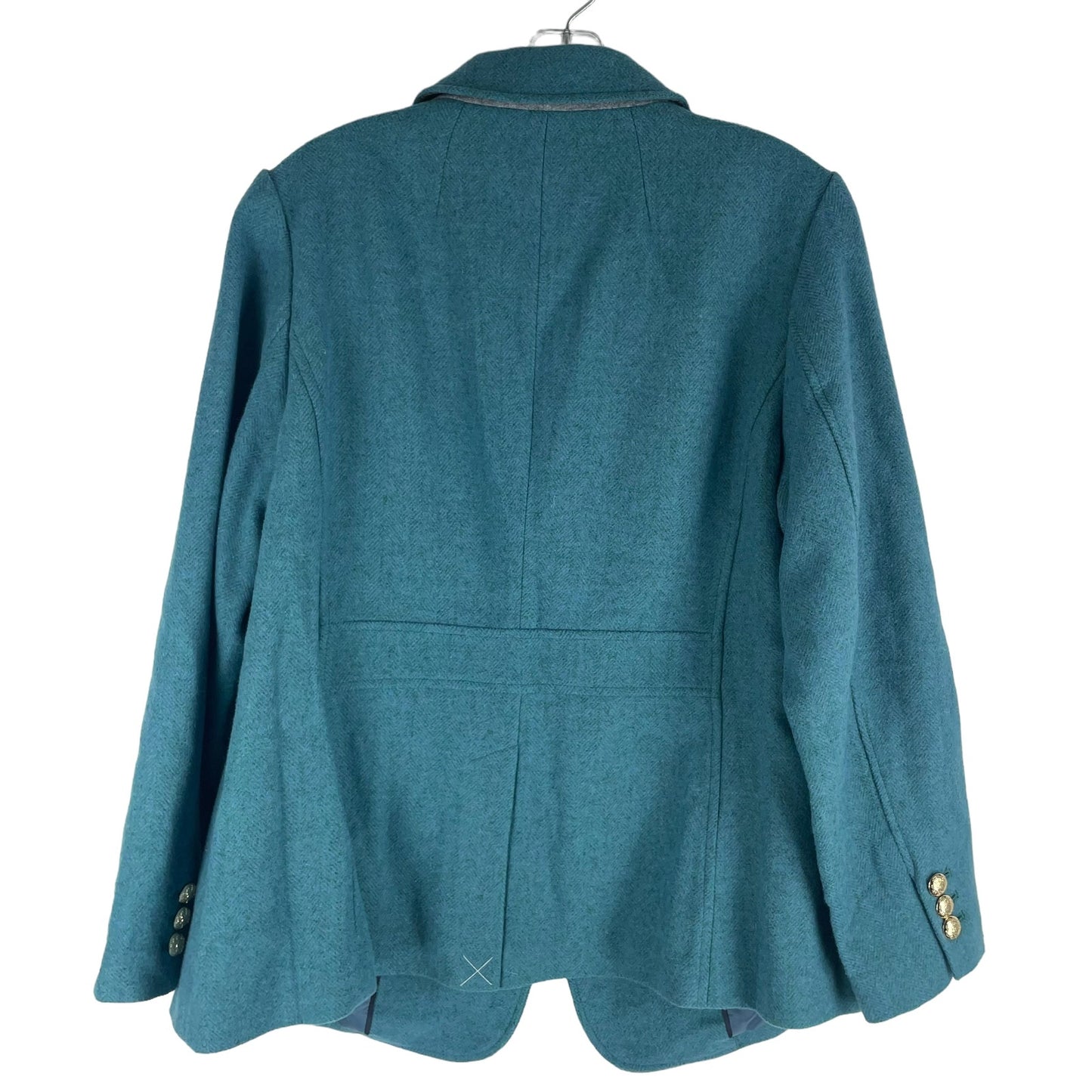 Talbots Classic Shetland Blazer Jacket Wool Blend Teal Blue Size 14W