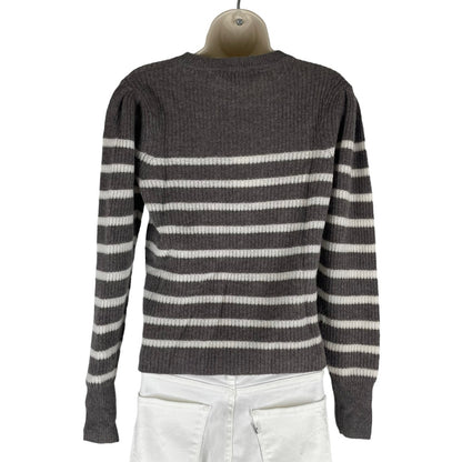 360 Cashmere Laurel Cashmere Striped Sweater Puff Shoulder Size S