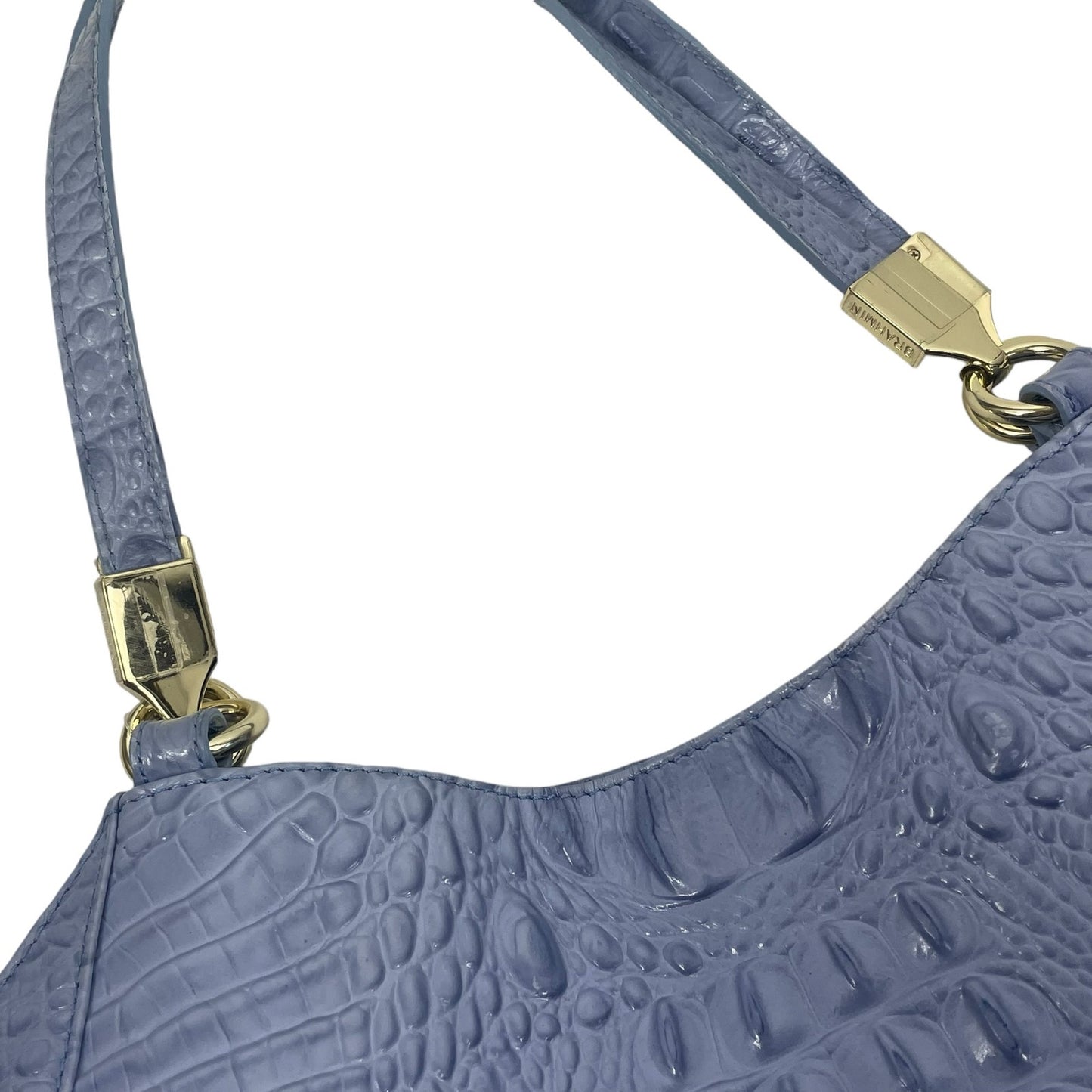 Brahmin Marianna Melbourne Leather Tote Bag Periwinkle Blue Croc Embossed