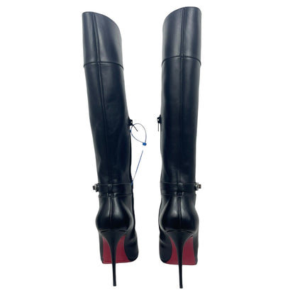 Christian Louboutin Lock Kate Botta 100 Leather Knee Boots Black Size 38.5