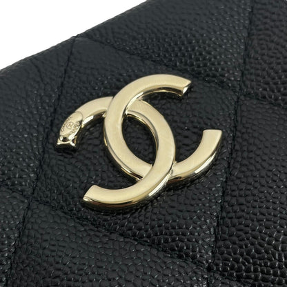 Chanel Quilted Caviar Leather Shoulder Bag Purse Pouch Black 2023