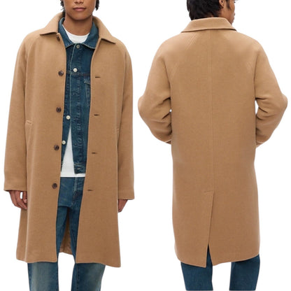 Gap Oversized Wool Blend Single Breasted Long Top Coat Camel Tan Size XL
