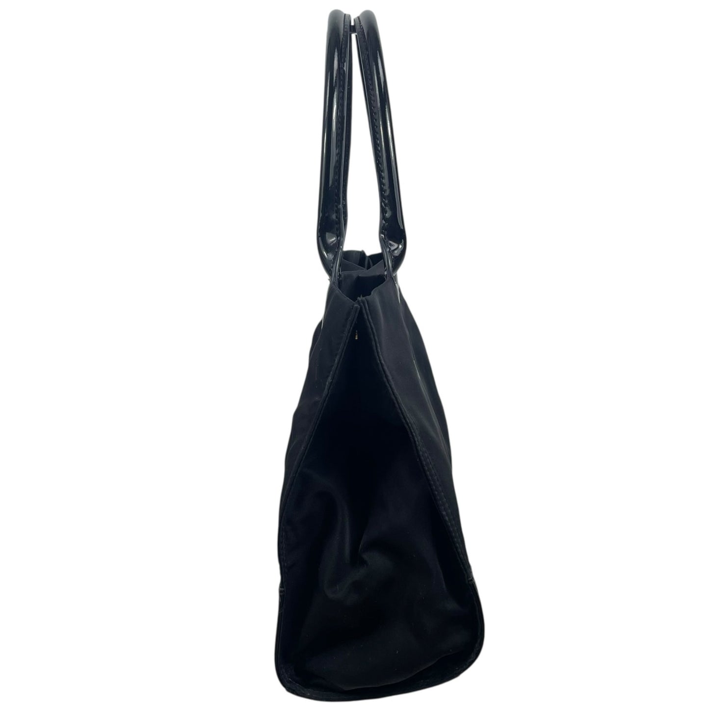 Tory Burch Black Small Ella Tote Bag Patent Leather Nylon Shoulder Bag