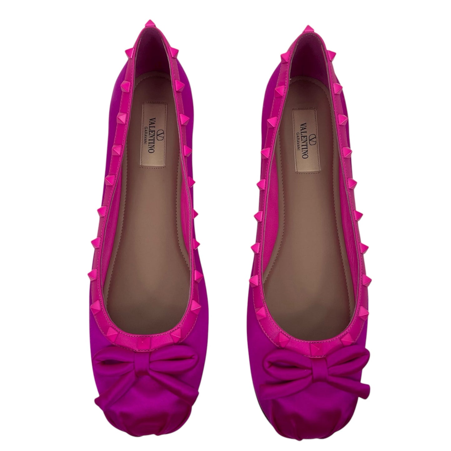 Valentino Garavani Rockstud Satin Ballet Flat Pink Size 41
