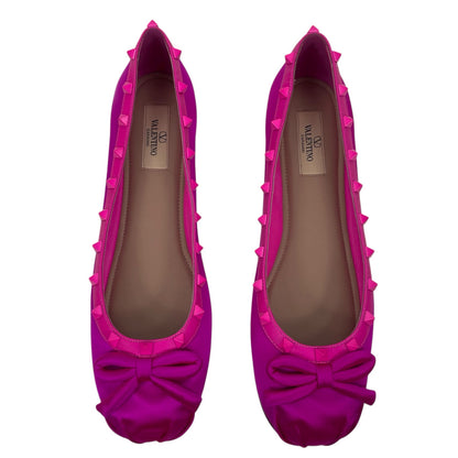 Valentino Garavani Rockstud Satin Ballet Flat Pink Size 41