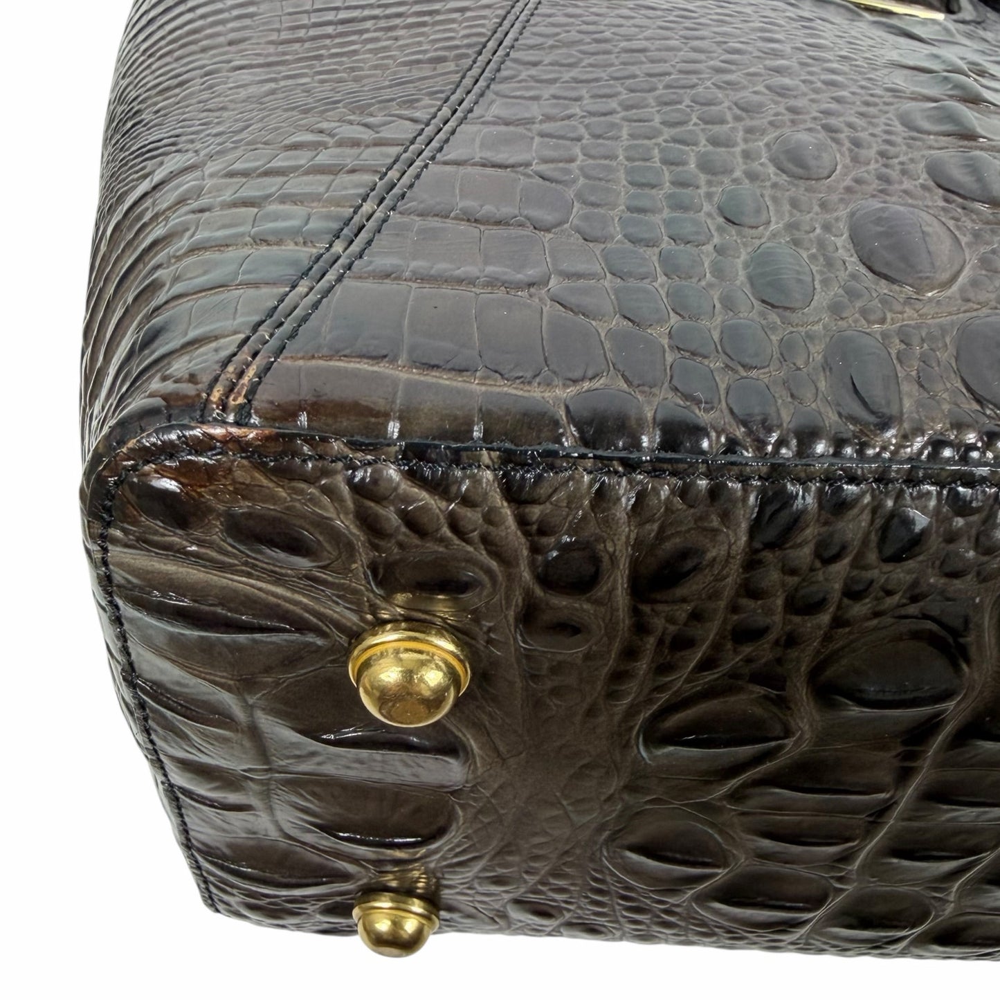 Brahmin Melbourne Shopper Tote Bag Brown Croc Embossed Leather