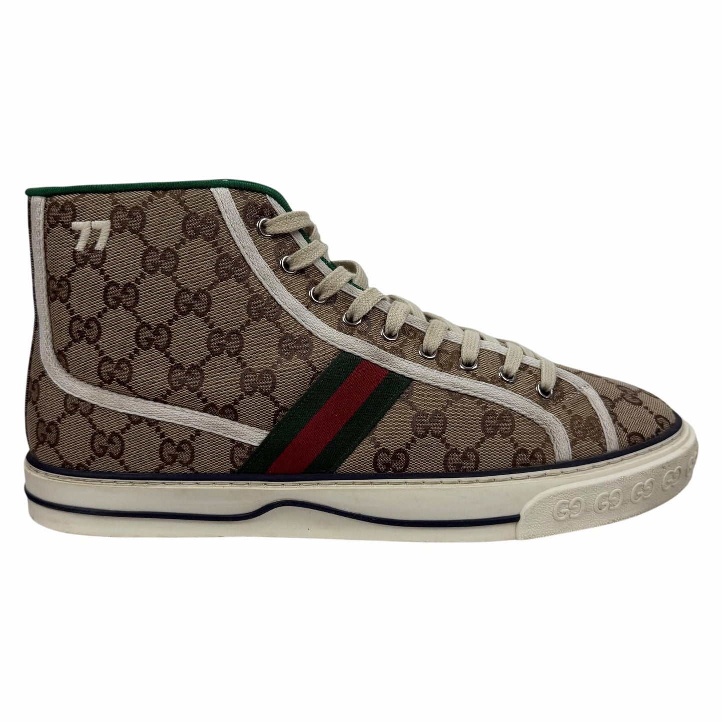 Gucci GG 1977 Tennis Sneakers Lace Up Beige Ebony Original Size 11.5/ 12