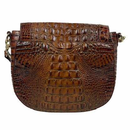 Brahmin Sonny Melbourne Turnlock Flap Crossbody Bag Pecan Brown