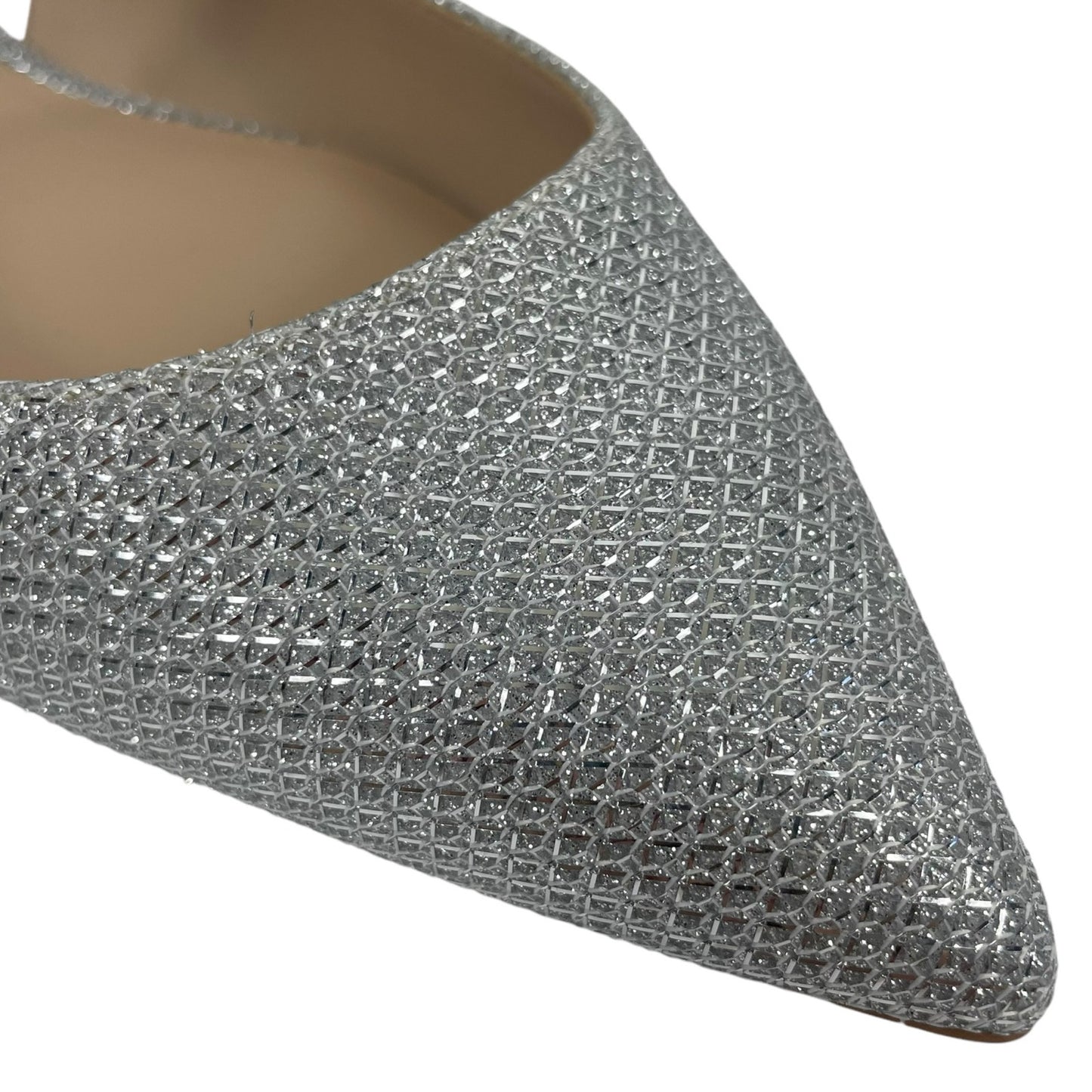 Stuart Weitzman Crystaline Pointed Toe Slingback Flats Silver Size 7