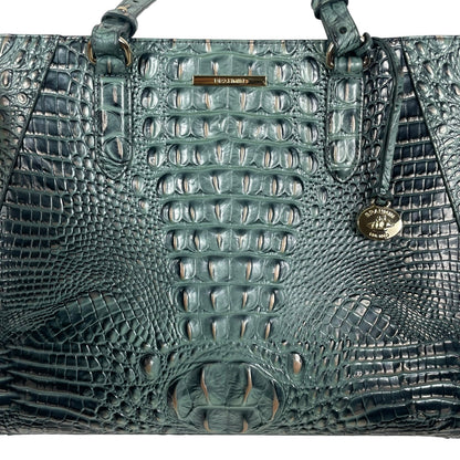Brahmin Medium Irene Tote Bag Obsidian Melbourne Green Leather Croc Emboss