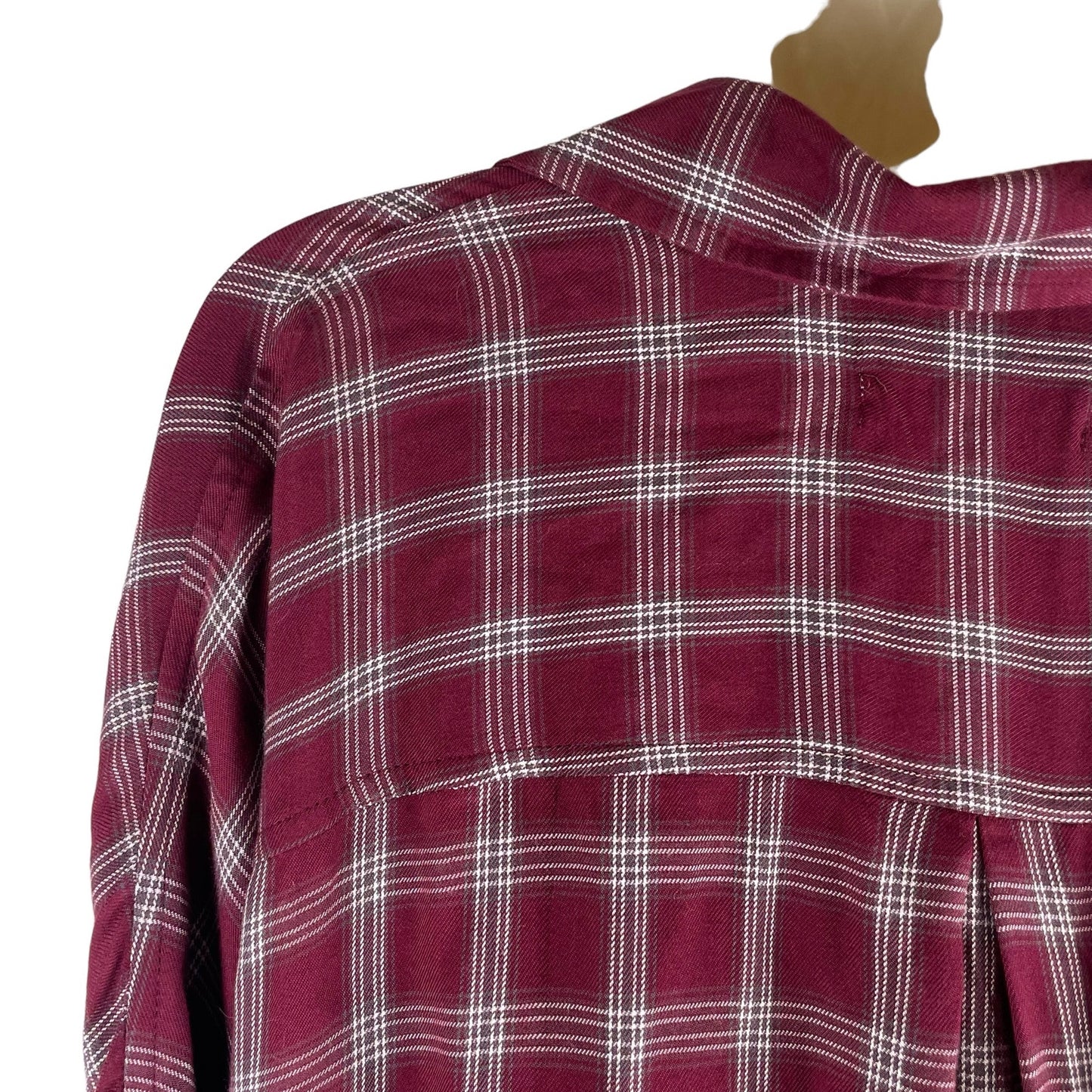 Lou & Grey for LOFT Plaid Long Sleeve Faux Wrap Top Dark Red Size S