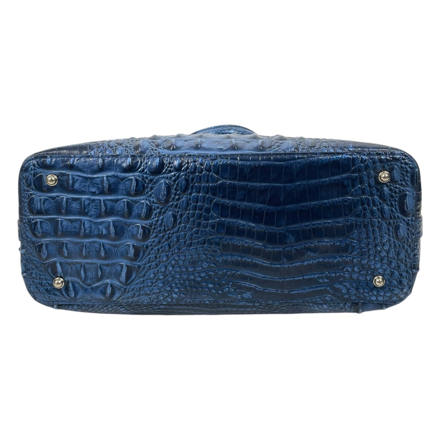 Brahmin Large Duxbury Satchel Bag Melbourne Blue Leather Croc