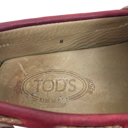 Tod’s Laccetto Gommino Suede Driver Loafer Slip On Moccasin Red Men Size 5