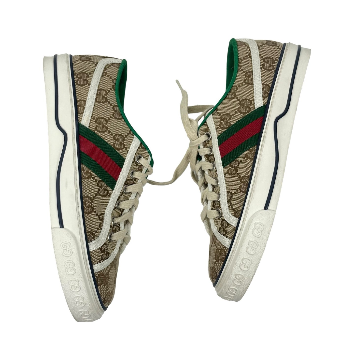 Gucci GG 1977 Tennis Sneakers Lace Up Beige Ebony Original Size 38.5