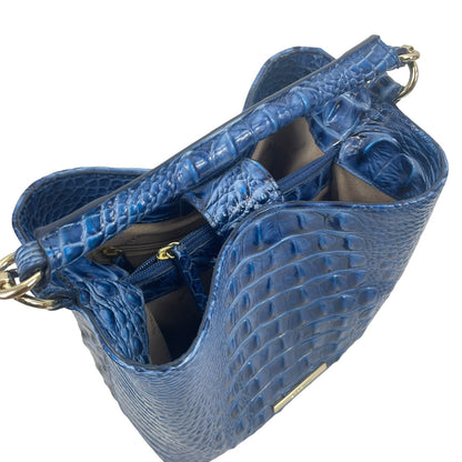 Brahmin Mini Amelia Bucket Bag Melbourne Croc Embossed Electric Blue