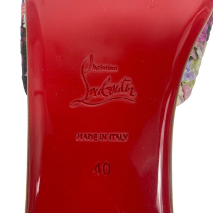 Christian Louboutin Nicol is Back Floral Satin Flat Slide Size 40