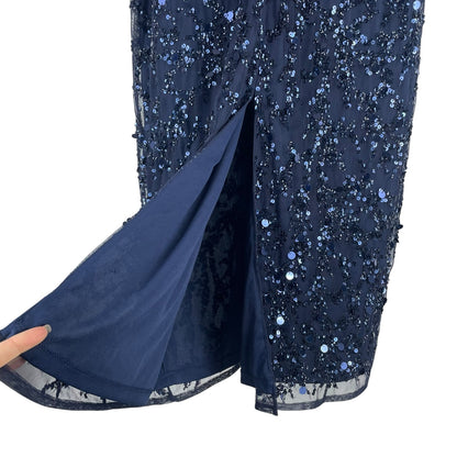Mac Duggal Sequin Sleeveless Midi Dress 93767 Midnight Blue Size 12
