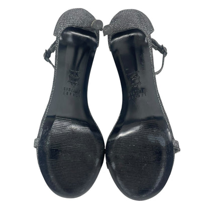 Stuart Weitzman Nudistcurve Lurex Glitter 75mm Sandals Black Gray Size 7M
