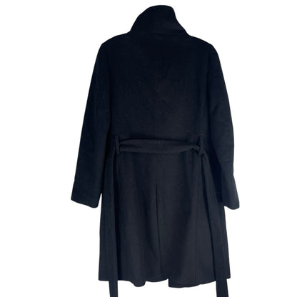 Ann Taylor Funnel Neck Wool Blend Belted Coat Black Size XSP