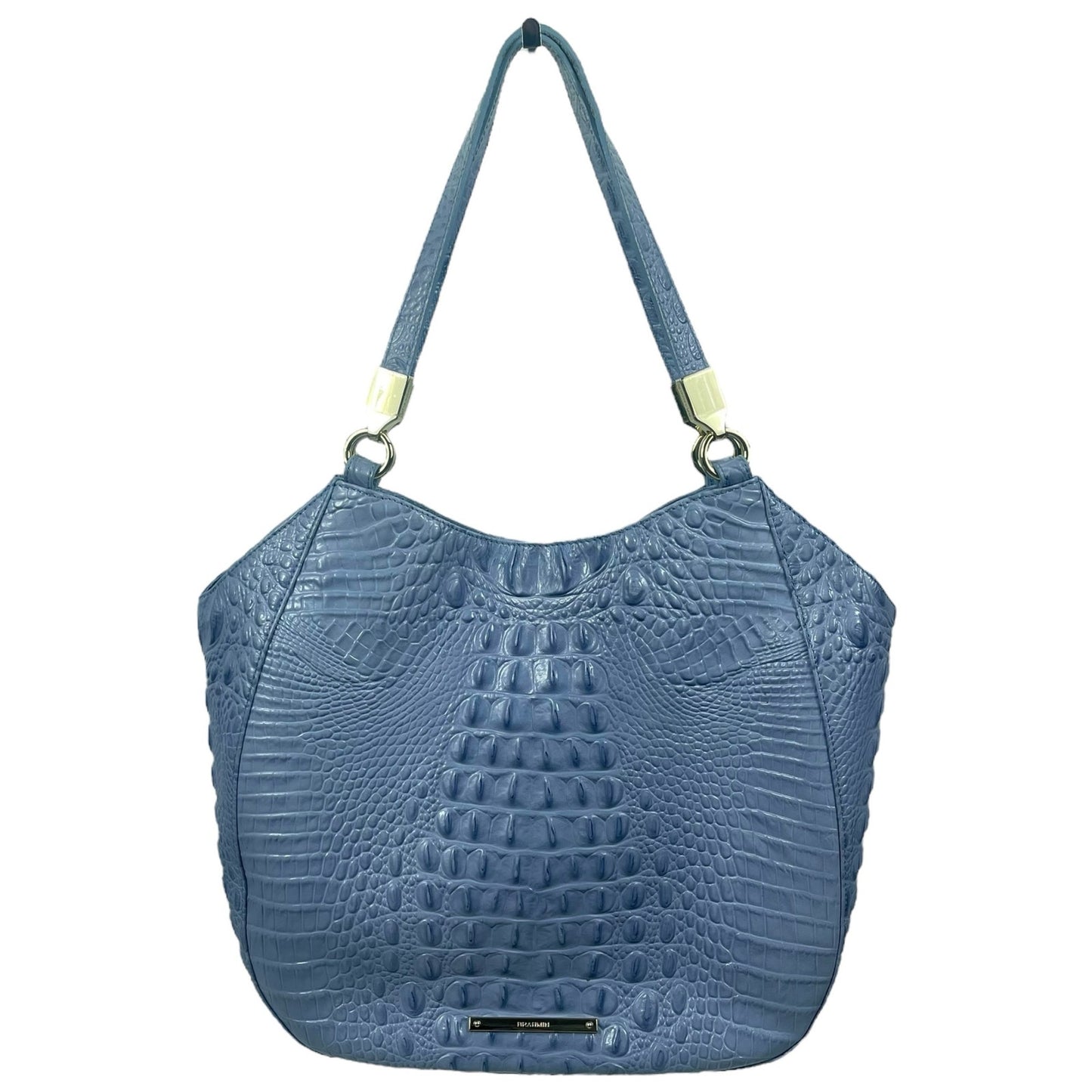 Brahmin Marianna Melbourne Leather Tote Bag Periwinkle Blue Croc Embossed