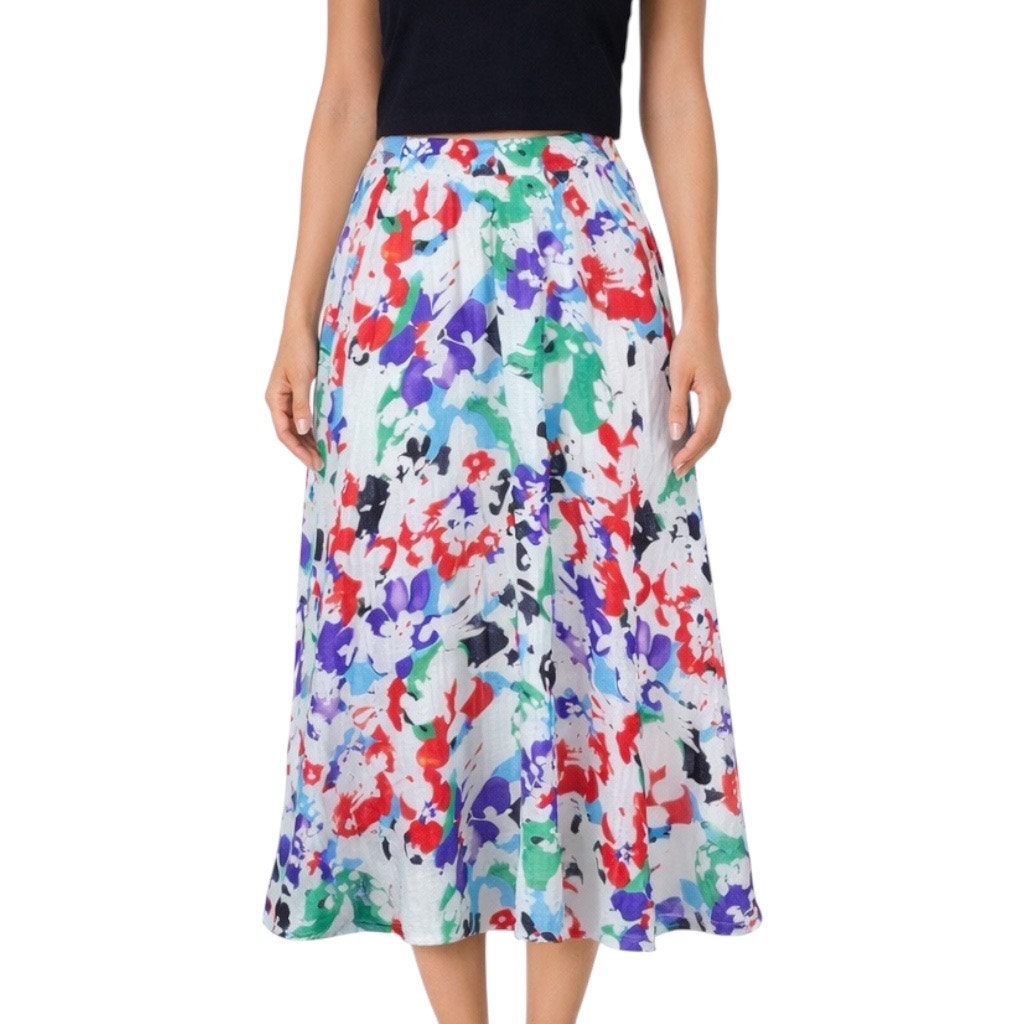 Tanya Taylor Jeana Silk Blend Pleated Midi Skirt Multi Color Size 12