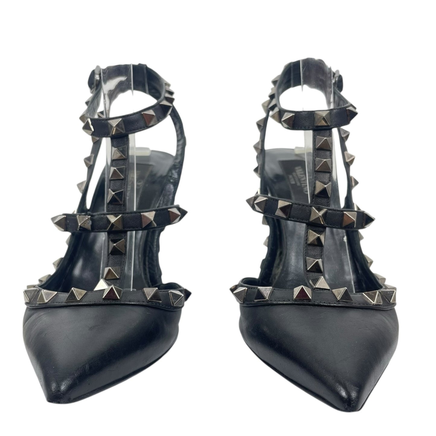 Valentino Garavani Noir Rockstud 100mm Caged Leather Pumps Black Size 36.5