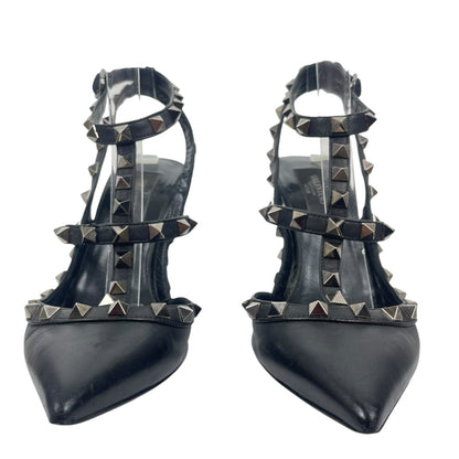 Valentino Garavani Noir Rockstud 100mm Caged Leather Pumps Black Size 36.5