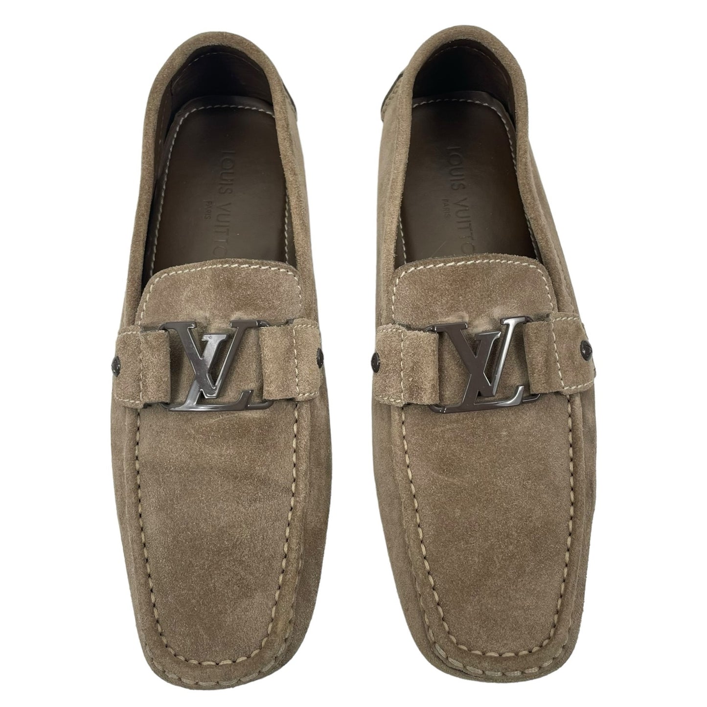 Louis Vuitton Monte Carlo Moccasin Suede Slip On Taupe Tan Size 9/ US 10