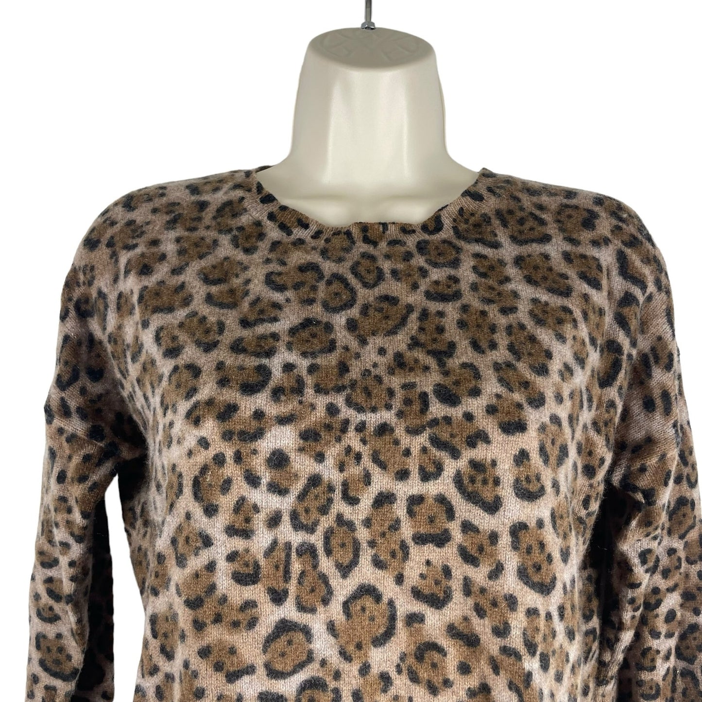 Joan Vass Cashmere Animal Printed Crewneck Sweater Soft Size S