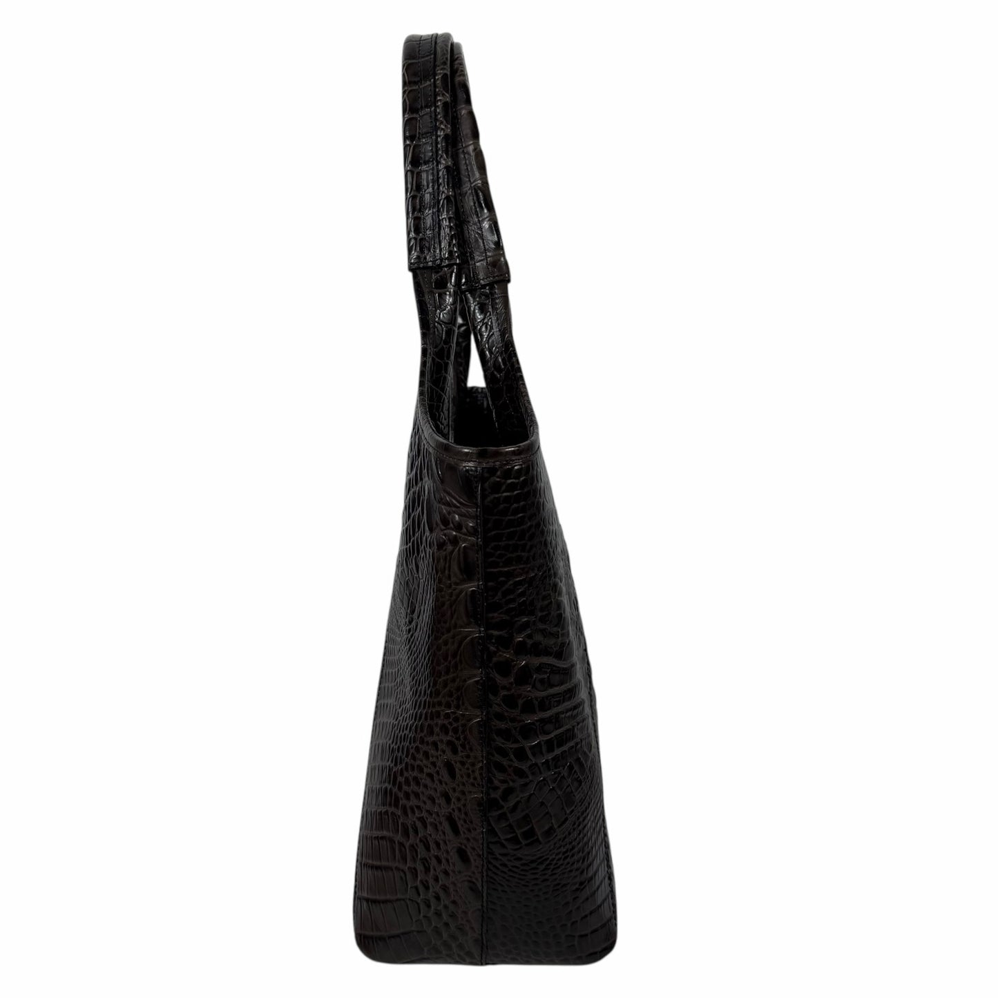 Brahmin Melbourne Shopper Tote Bag Brown Croc Embossed Leather